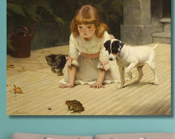 ジョシュア・レイノルズ作「少女と犬」（1780年）キャンバス