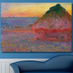 Claude Monet: (Meule) Granaio al sole (1891) Tela artistica da parete/Dipinto di Monet/Opera d&#39;arte di Monet/Regalo poster di Monet/Stampa di alta qualità/20