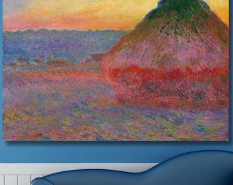Claude Monet: (Meule) Grainstack in the Sunlight (1891) Canvas Wall Art/Monet Painting/Monet Artwork/Monet Poster Gift/High Quality Print/20