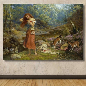 Arthur Hughes: Woman Painting (1897) Canvas Art/Pre Raphaelite Print/Classical Art/Artwork Poster/Fine Art Gifts/Art Gallery/Wall Art Decor