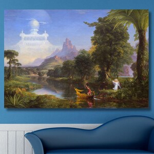 Thomas Cole: The Voyage of Life Youth (1842) Canvas Wall Art, Reproduction Art, Artwork Poster, High Quality Print, Roll or Framed Art Gift