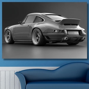 Porsche 911 Black White Canvas Wall Art/Porsche Poster/High Quality Print/Super Car Wall Decor/Framed or Wrapped Wall Art/Game Room Gift 2