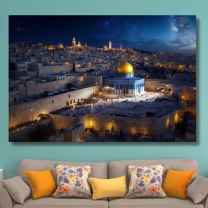 Al-Aqsa Mosque Canvas Wall Art/Jerusalem Painting/Muslim Wall Decor/First Qibla Poster/Islamic Print Gift/Framed or Rolled Giclee Wall Art