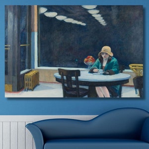 Edward Hopper: Automat (1927) Canvas Wall Art/Famous Art Painting/Hopper Wall Decor/Hopper Poster/Hopper Print Art Gift/Realism Painting/1