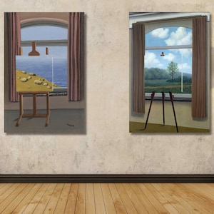 Rene Magritte: Set Of 2 The Human Condition Canvas Art/Magritte Painting/Wrapped or Framed Wall Decor/Modern Art Poster/Surrealism Gifts/12