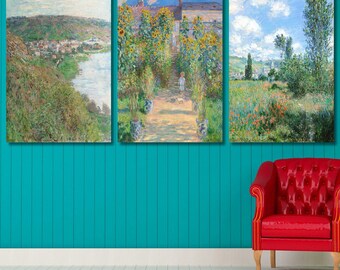キャンバスプリントアート クロード・モネ ヴェトゥイユの画家の庭 額付 絵画 クロード・モネ 「ヴェトゥイユの画家の庭」アートポスター｜北欧