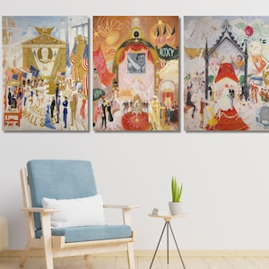 Florine Stettheimer Set of 3: Broadway, Fifth Avenue and Wall Street Cathedrals Canvas Wall Art/Modernist Painting/Exhibition Poster Print/5