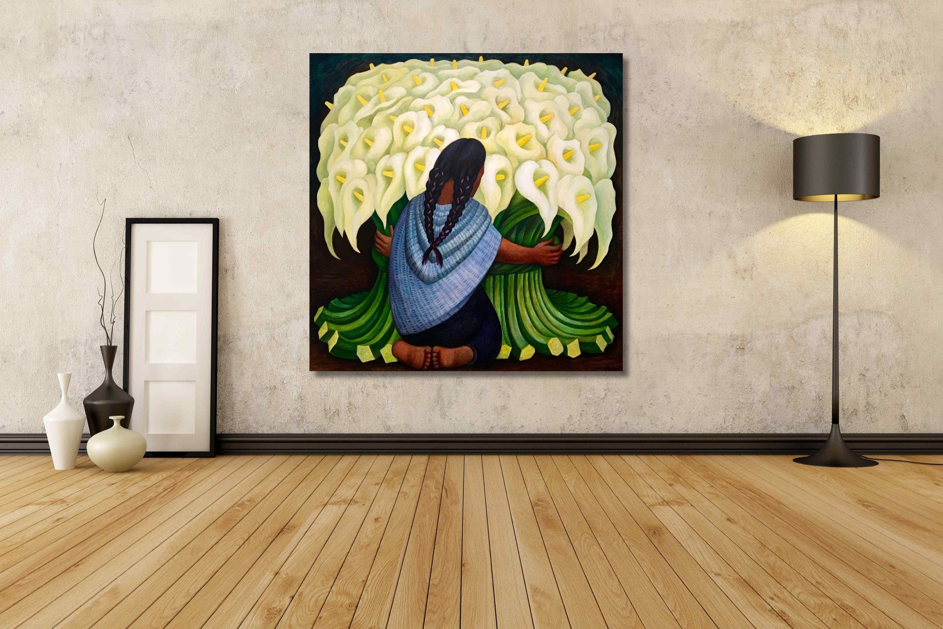 Diego Rivera: Flower Sellers (girl With Lilies)(1942) Canvas Art
