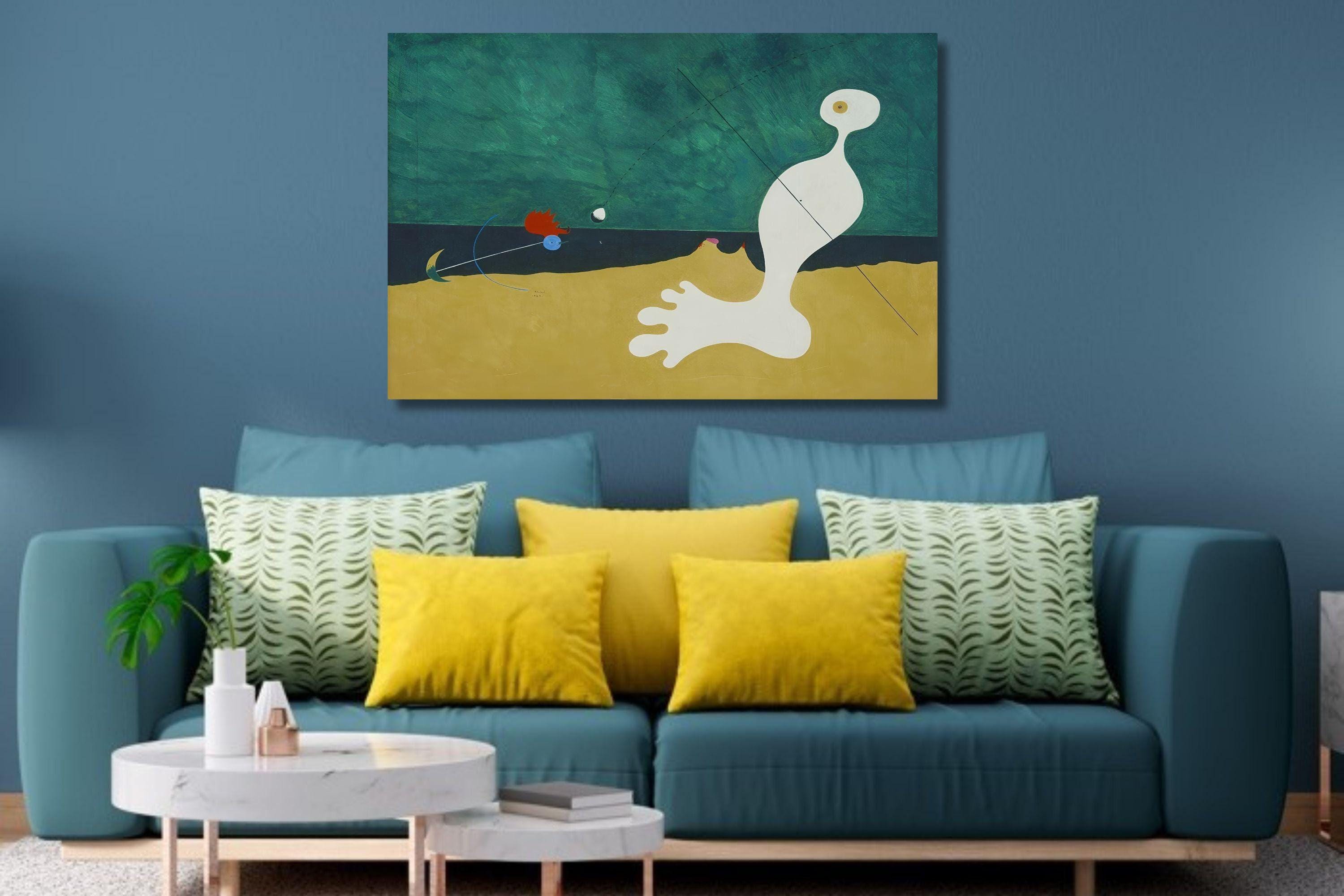 Joan Miro: Person Throwing a Stone at a Bird (1926) Canvas Art