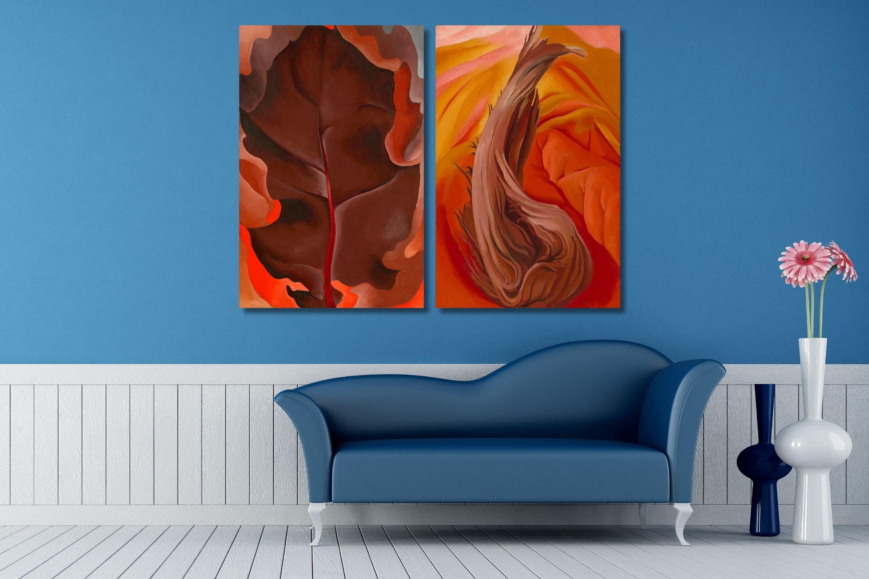 Set of 2 Georgia O'keeffe: Autumn Leaf and Antelope Canyon Canvas