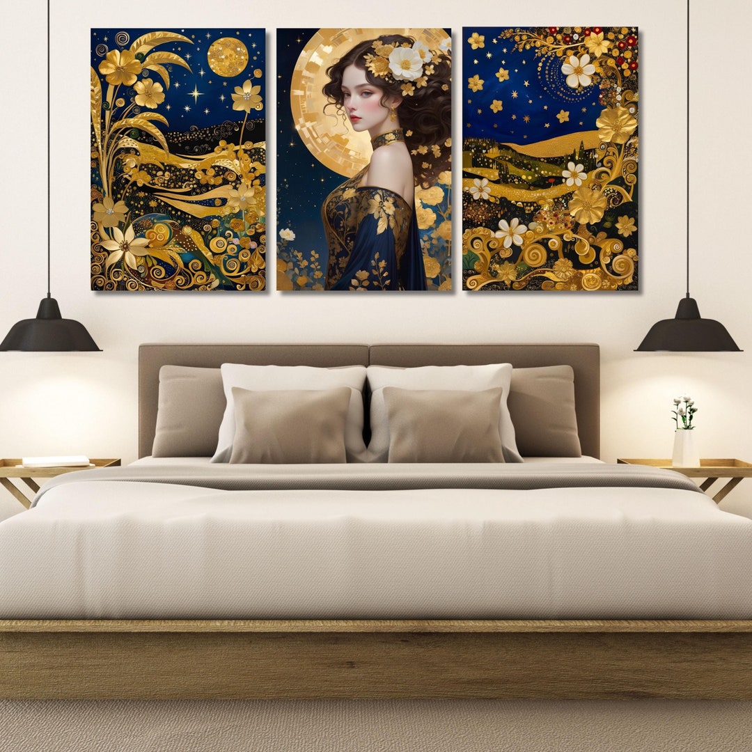 Set of 3 Gustav Klimt Canvas Wall Art Klimt Exhibition Poster Gustav ...