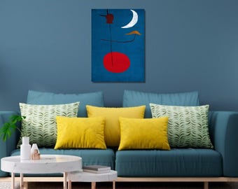 Joan Miro: Person Throwing a Stone at a Bird (1926) Canvas Art