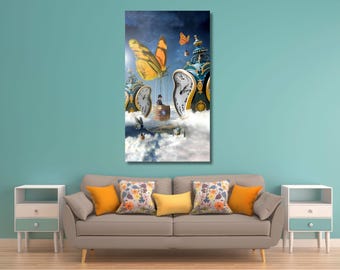 Salvador Dali: Dali Clocks, Time Travelling Canvas Wall Art/Dali Poster/Dali Art Print/Surrealism Poster/Exhibition Painting/Dali Gifts/25