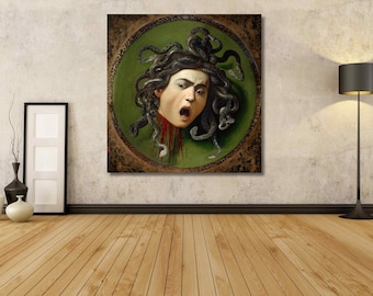 Caravaggio: Medusa (1597) Lienzo/Pintura de Medusa/Decoración de pared para el hogar/Póster de Medusa/Impresión de alta calidad/Maestro barroco/Pintor italiano/6