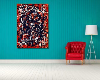Jackson Pollock Abstract Drip Painting Canvas / Expressionist Art / Large Wall Decor Print