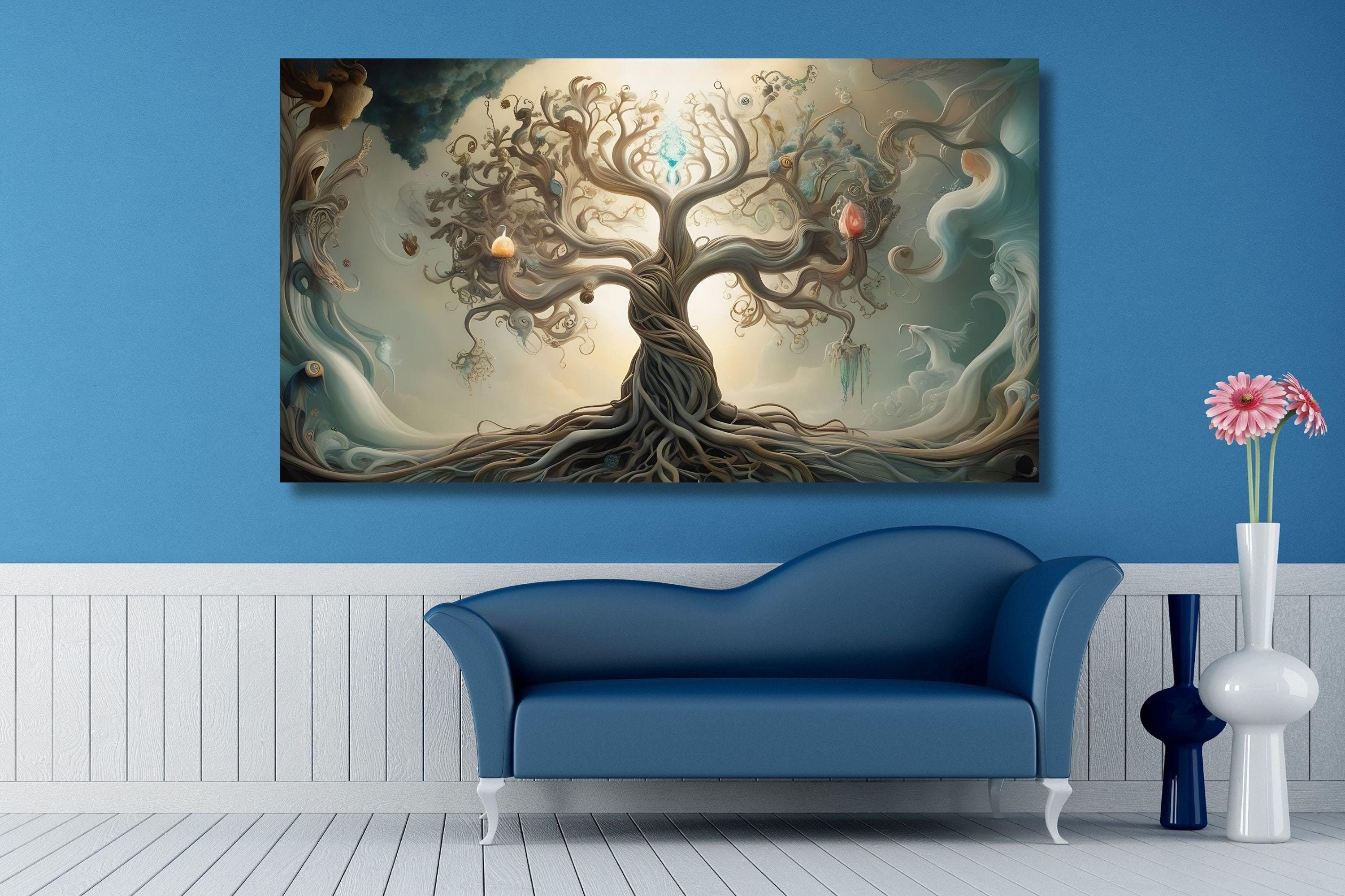 Tree of Life Canvas Wall Art, Artwork Tree Poster, Extra Large Wall Art, Modern Canvas Painting, Home Wall Decor, Wrapped or Framed Art 23