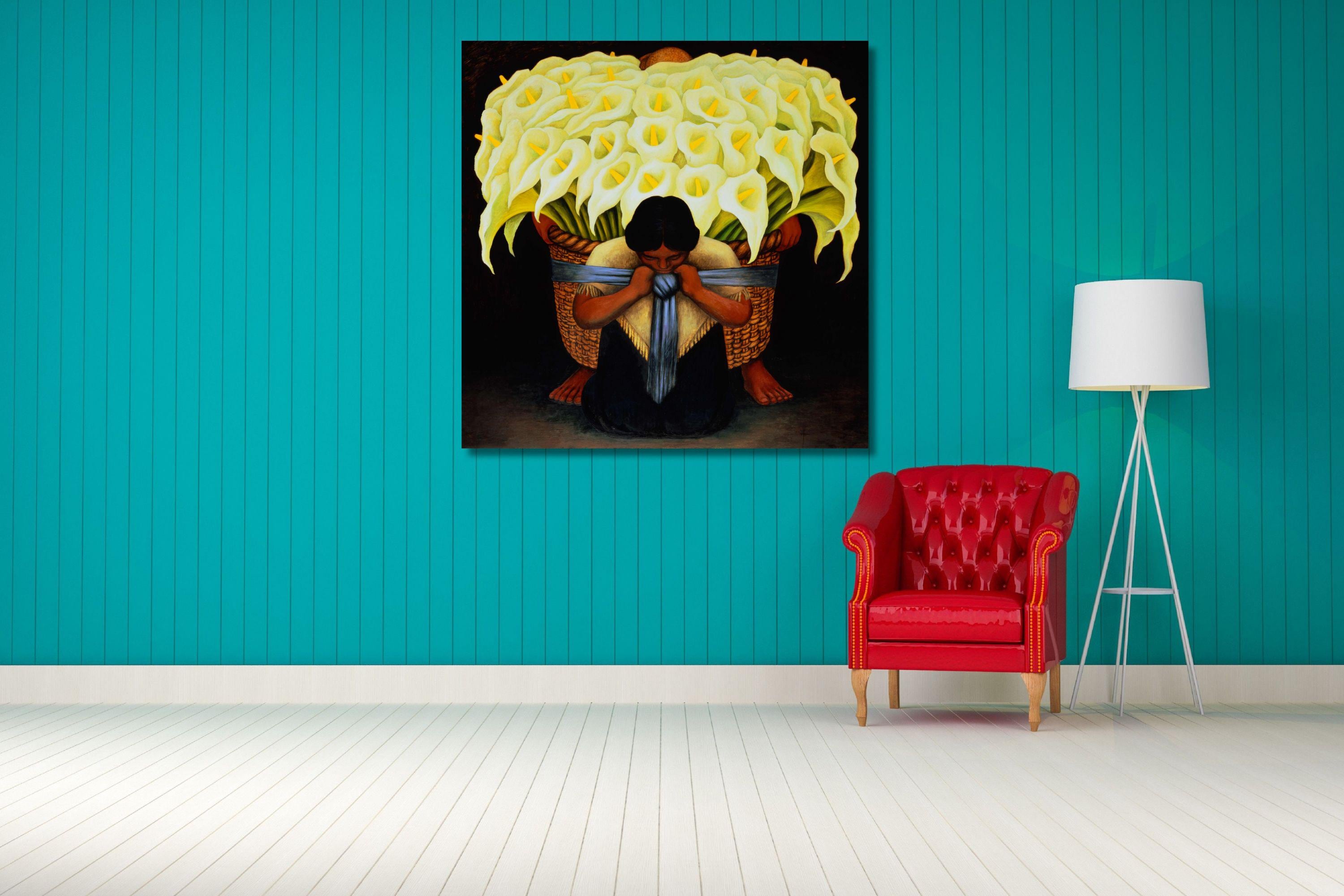 Diego Rivera: Flower Sellers (girl With Lilies)(1942) Canvas Art