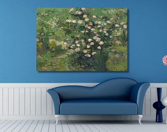 Vincent van Gogh: Rosas (1889) Lienzo decorativo para pared, impresión de alta calidad, póster de rosas, regalo de Van Gogh, póster de Van Gogh, lámina de flores de Van Gogh