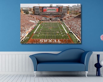 Toile Darrell K Royal Texas Memorial Stadium / Art Texas Longhorns / Décoration impression football/1