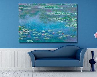 Claude Monet: waterlelies 1906 canvas muurkunst, Monet schilderij, artwork bloemen print, Monet lelie poster, hoge kwaliteit print, cadeau nieuw huis