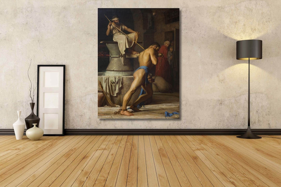 Carl Bloch : Samson in the Treadmill (1863) Canvas Wall Art/bloch ...