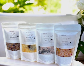 Luxury Bath Soak Set – Himalayan Pink Salt, Epsom Salt, Essential Oils (Wildflower, Rose, Citrus)
