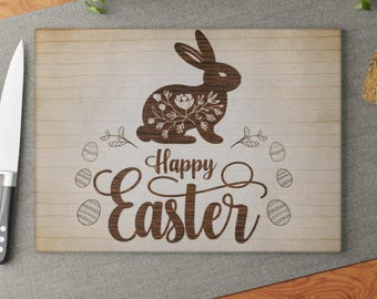 Rustieke paassnijplank, keukendecor konijn, vrolijk paascadeau, snijplank lente konijn, paasdecor boerderij, vakantiecadeau