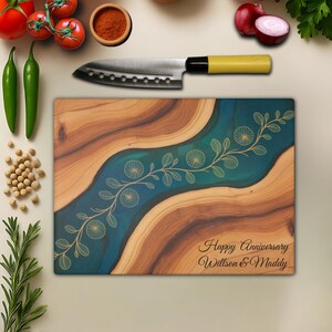 Personalized Tempered Glass Cutting Board, Custom Design Kitchen Board, Unique Housewarming Gift, Engraved Decorative Chopping Board