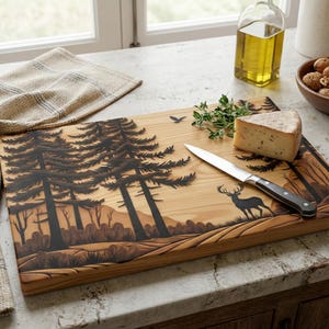 Wildlife design tempered Glass cutting and serving board, Nature Lover's Kitchenware, Hygienic surface Chopping