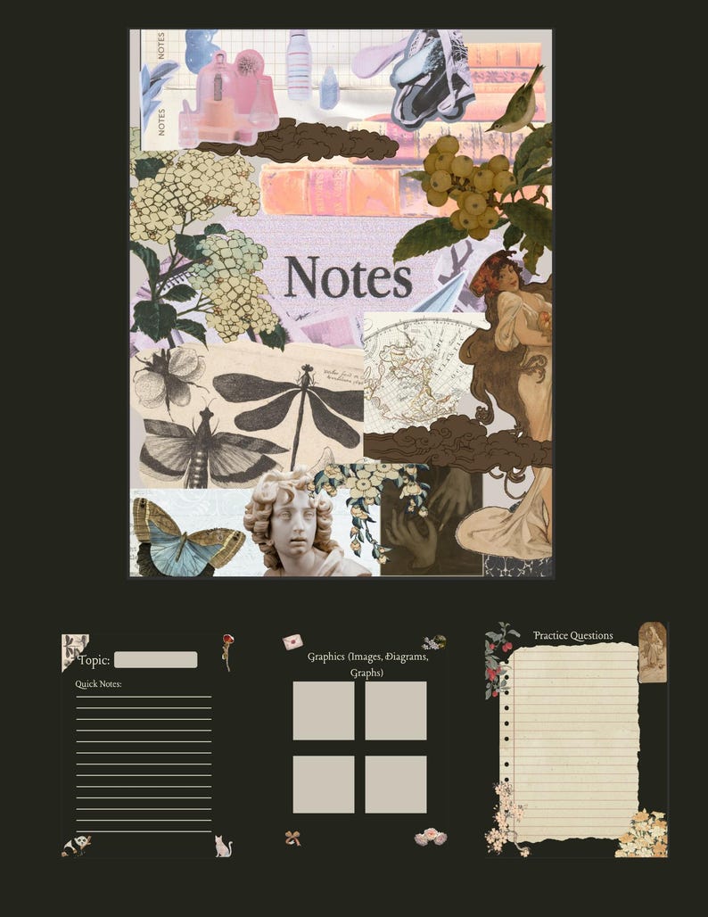 Aesthetic Dark Academia Note Taking Template Digital College Notes ...