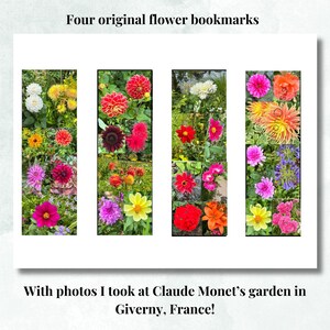 Four bookmarks printable with photos I took of flowers in Claude Monet&#39;s garden