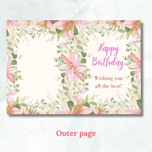 Cartão de aniversário floral para ela para imprimir