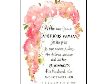 Proverbs Bible verse Greeting Card in Calligraphy With watercolor