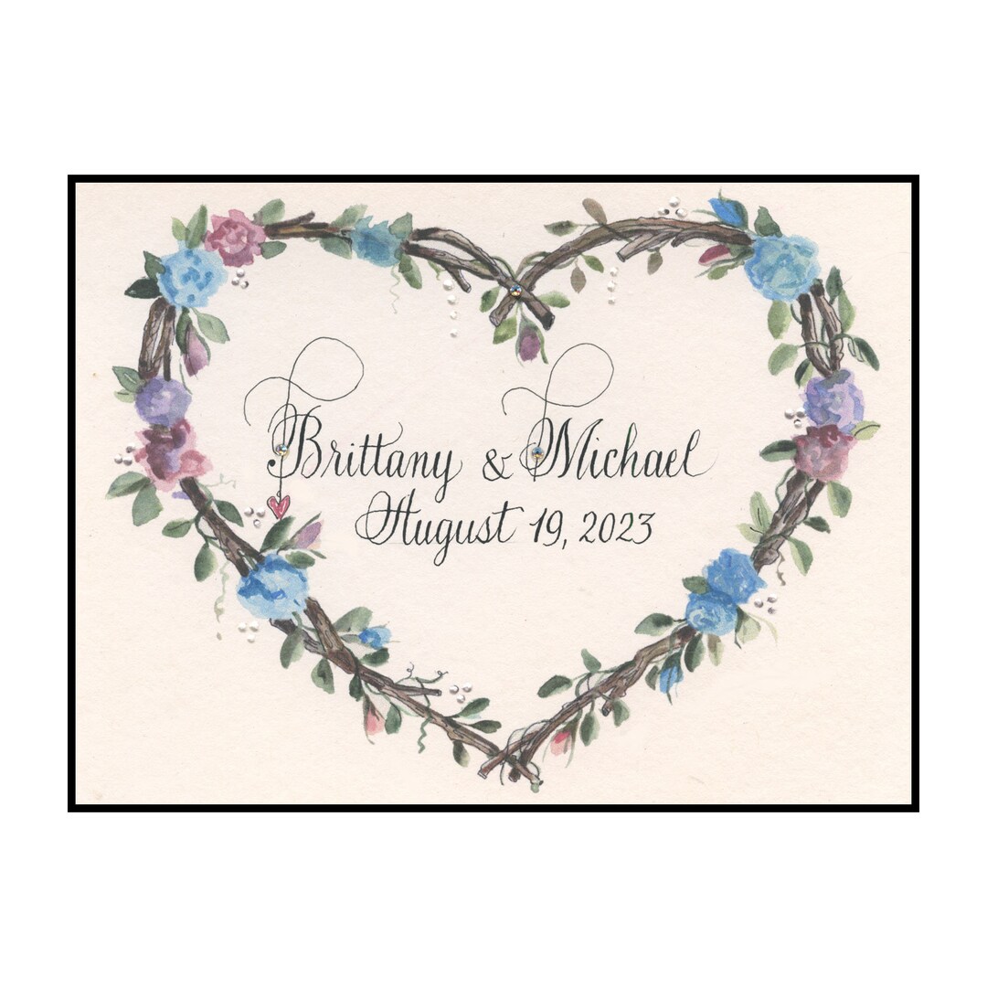 Personalized Wedding Card: Watercolor Floral Heart Keepsake - Etsy
