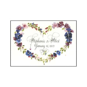 Watercolor Floral Heart Wedding Card: Personalized Keepsake