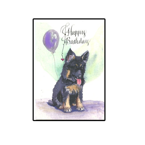 German Shepherd Puppy Card, German Shepherd Greeting Card, Cute Puppy Greeting card