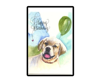 Yellow Lab Puppy Card, Labrador Retriever Card, Cute Lab Card