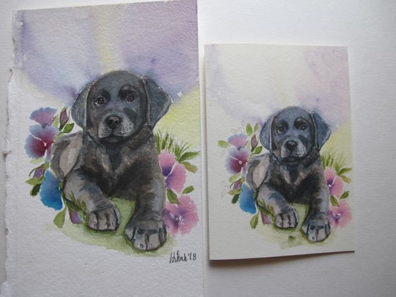 Greeting Card, Labrador Retriever Greeting Card, Lab with Flowers card image 8