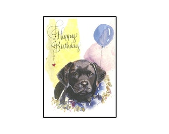 Lab Puppy Greeting Card, Labrador Retriever Birthday card