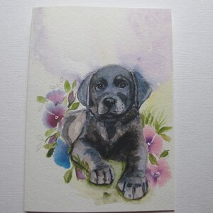 Greeting Card, Labrador Retriever Greeting Card, Lab with Flowers card image 2