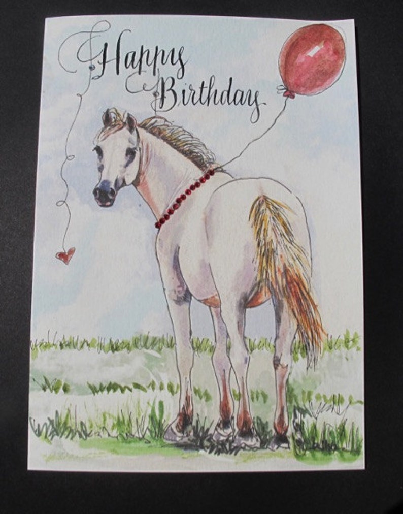 Weißes Pferd Geburtstagskarte Handgemachte Aquarell - Etsy.de