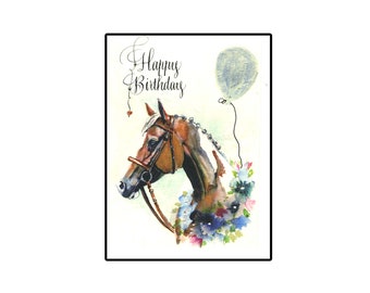 Beautiful Paint Show Horse Card, Birthday Horse card, Paint horse Card