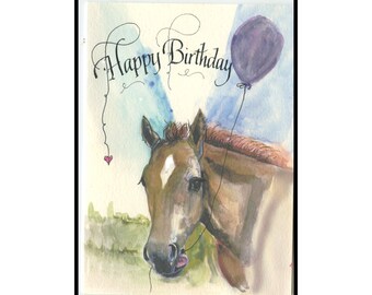 Dun Colt Birthday Card, Horse Greeting Card