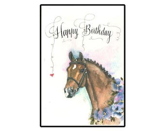 Birthday Card, Horse Birthday Card, English Show Horse Greeting card, Handmade Horse card