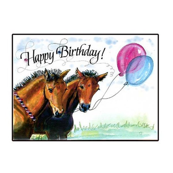 Happy Birthday Horse Card Etsy