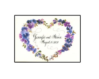 Personalized Floral Wedding Card, Keepsake Wedding Card, Heart Shaped Wedding Card