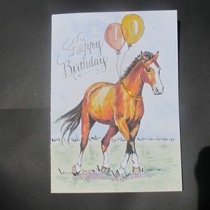 Handmade Birthday Horse Card, Bay Horse Birthday, Horse with Balloons image 3