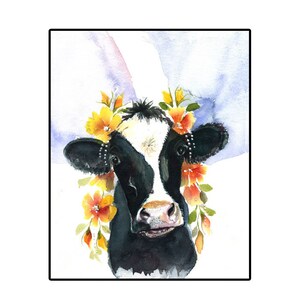 Cow Art Print, 8x10 Cow Art Print, Farm Animal Art Print, Dairy Cow Art Print