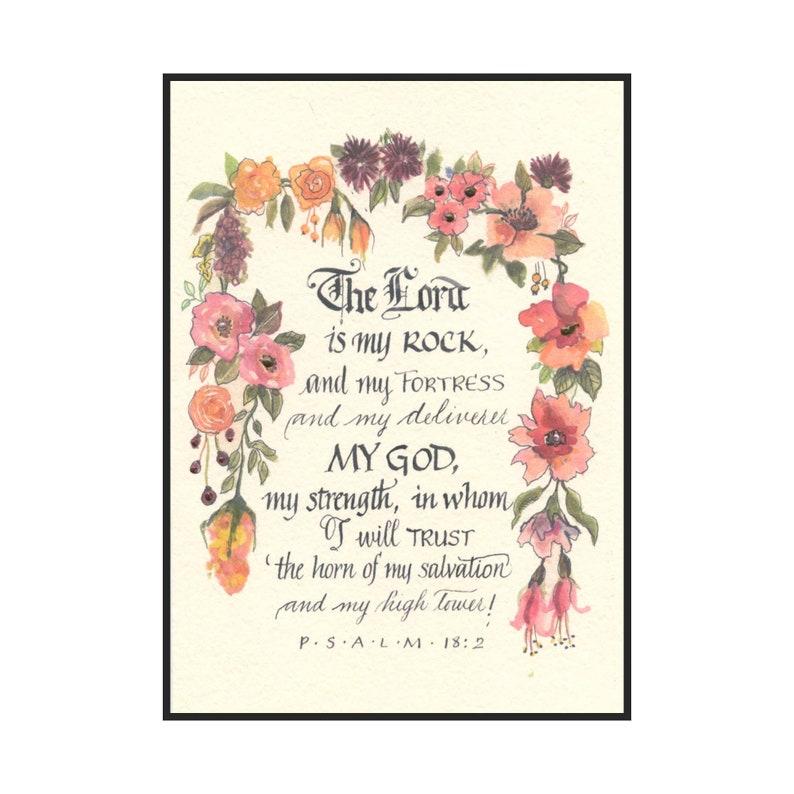 Beautiful Floral Scripture Card, Inspirational Bible Verse image 1