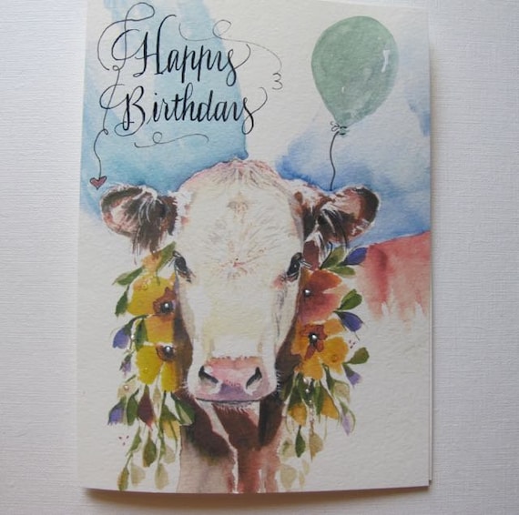 Biglietto Di Auguri Per Il Compleanno Con La Mucca Felice Illustrazione Vettoriale Illustrazione Di Childish Cartolina 39985632